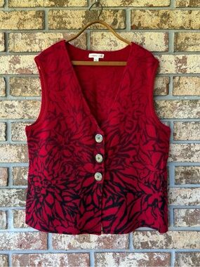 Coldwater Creek Vest 100% Wool Women’s Size XL Righteous Red! Excellent!